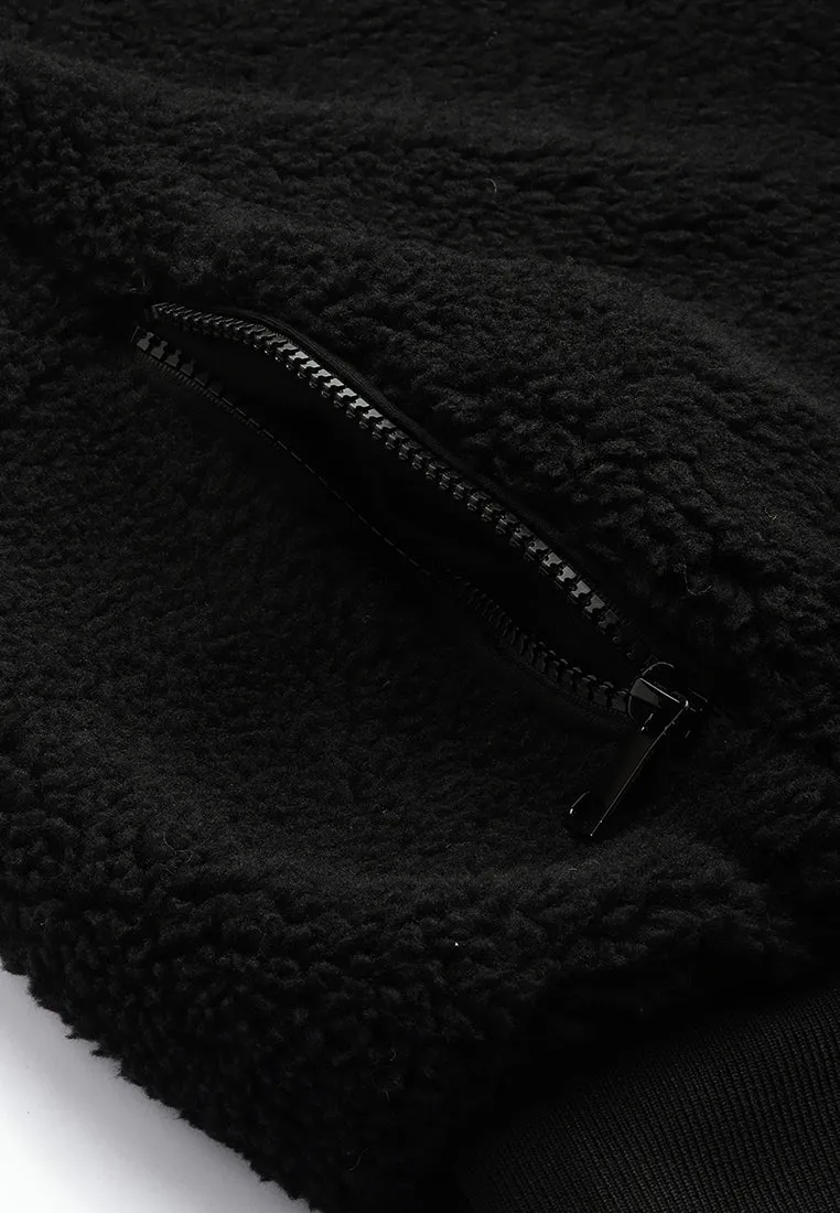 Black Faux Fur Hooded Jacket by RUW