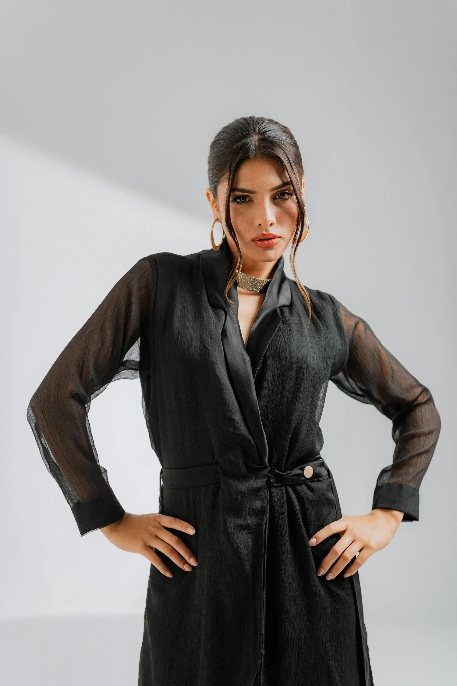 Black Midi Wrap Dress