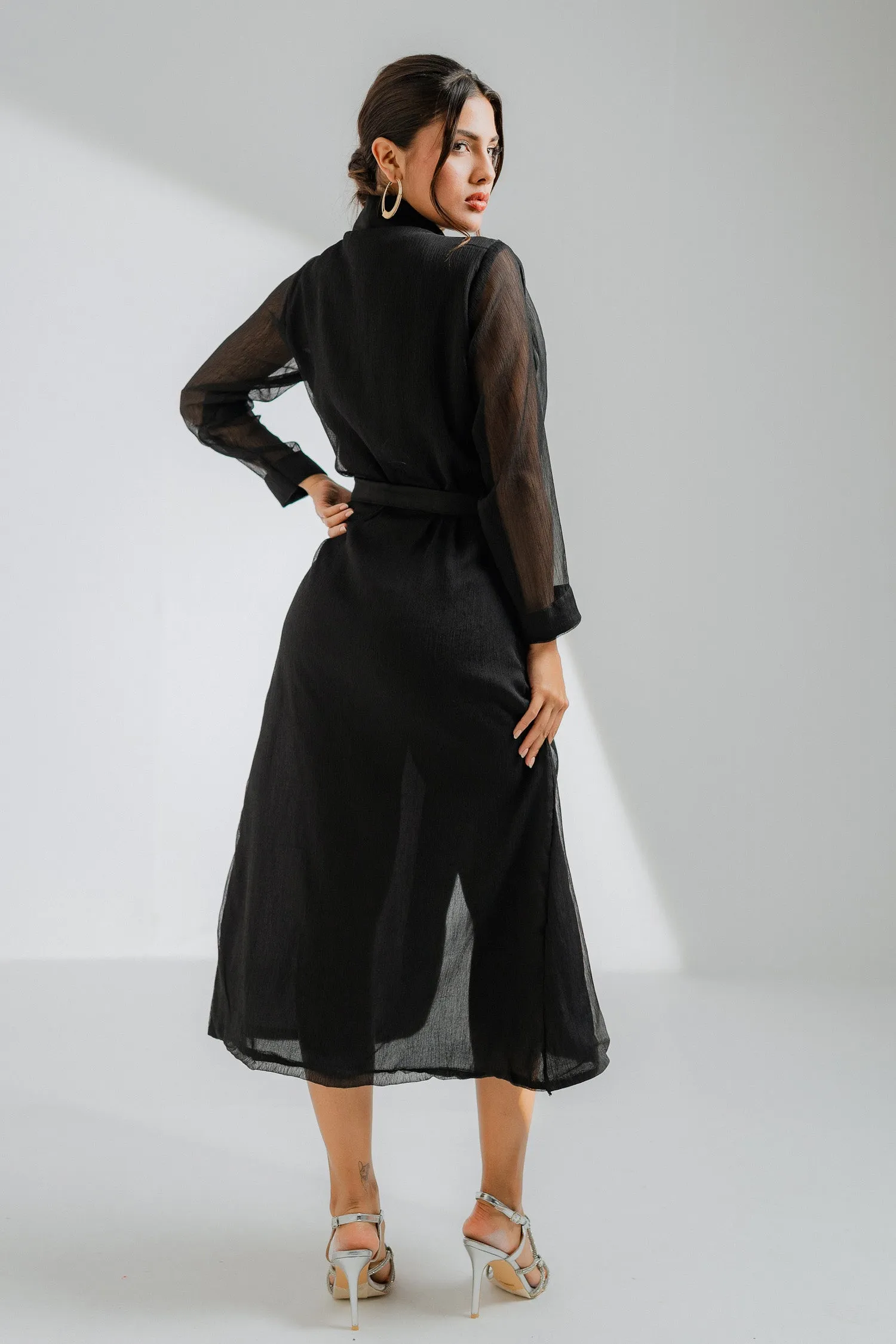 Black Midi Wrap Dress