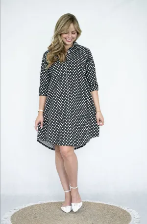 Black Polka Dot Shirt Dress