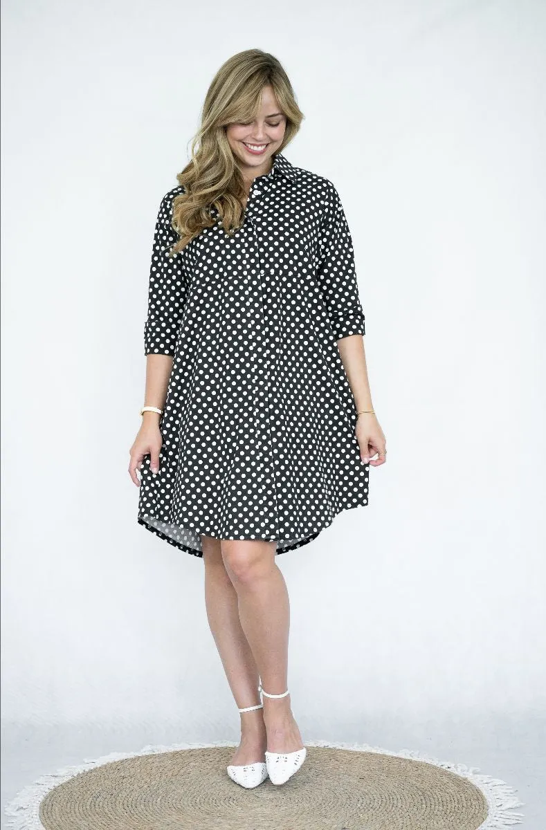 Black Polka Dot Shirt Dress