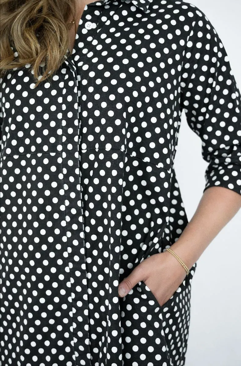 Black Polka Dot Shirt Dress