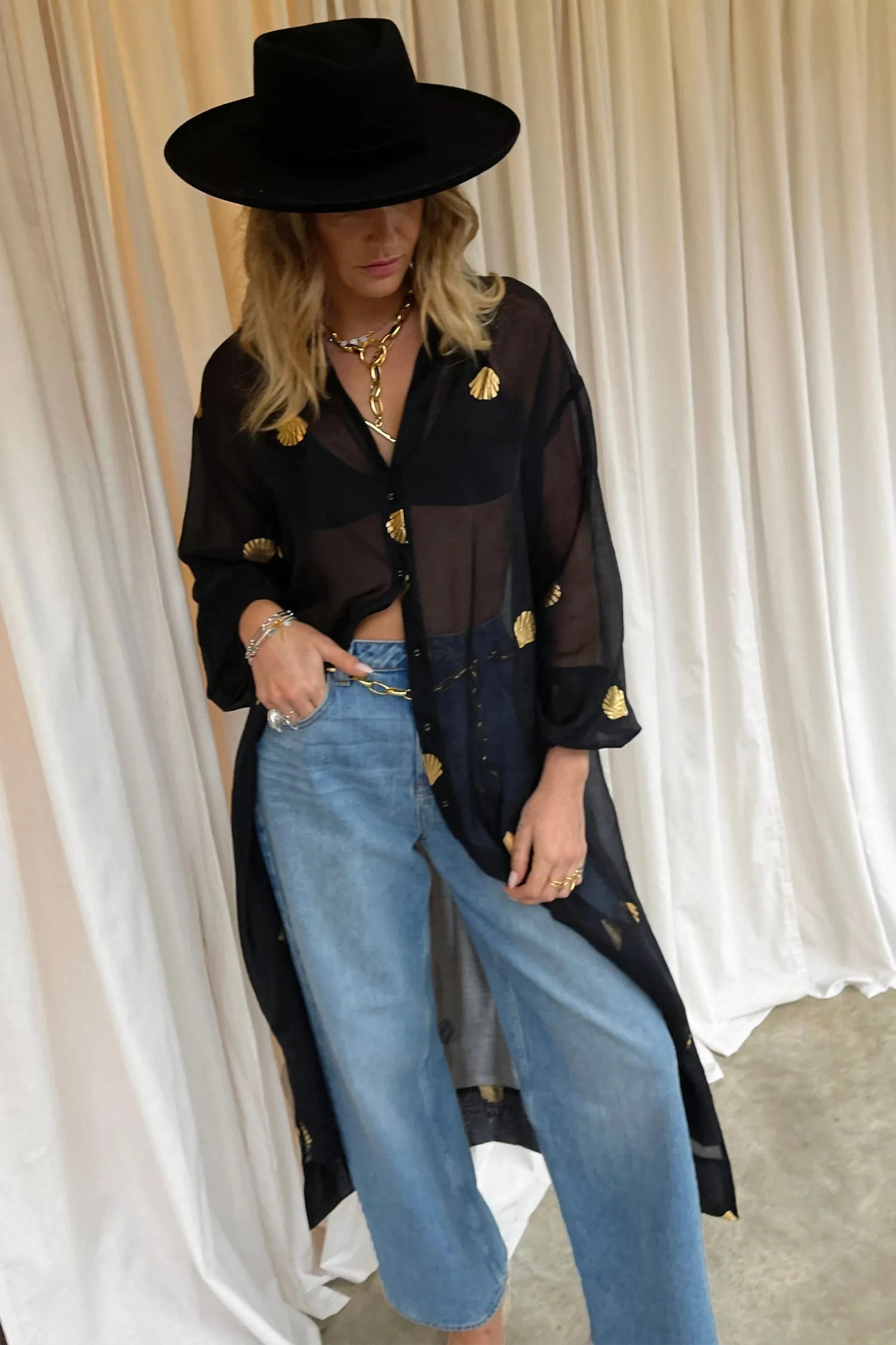 Black Shell Lila Shirt Dress
