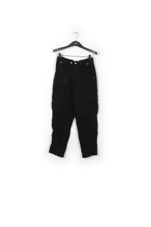 Black straight-leg cargo jeans
