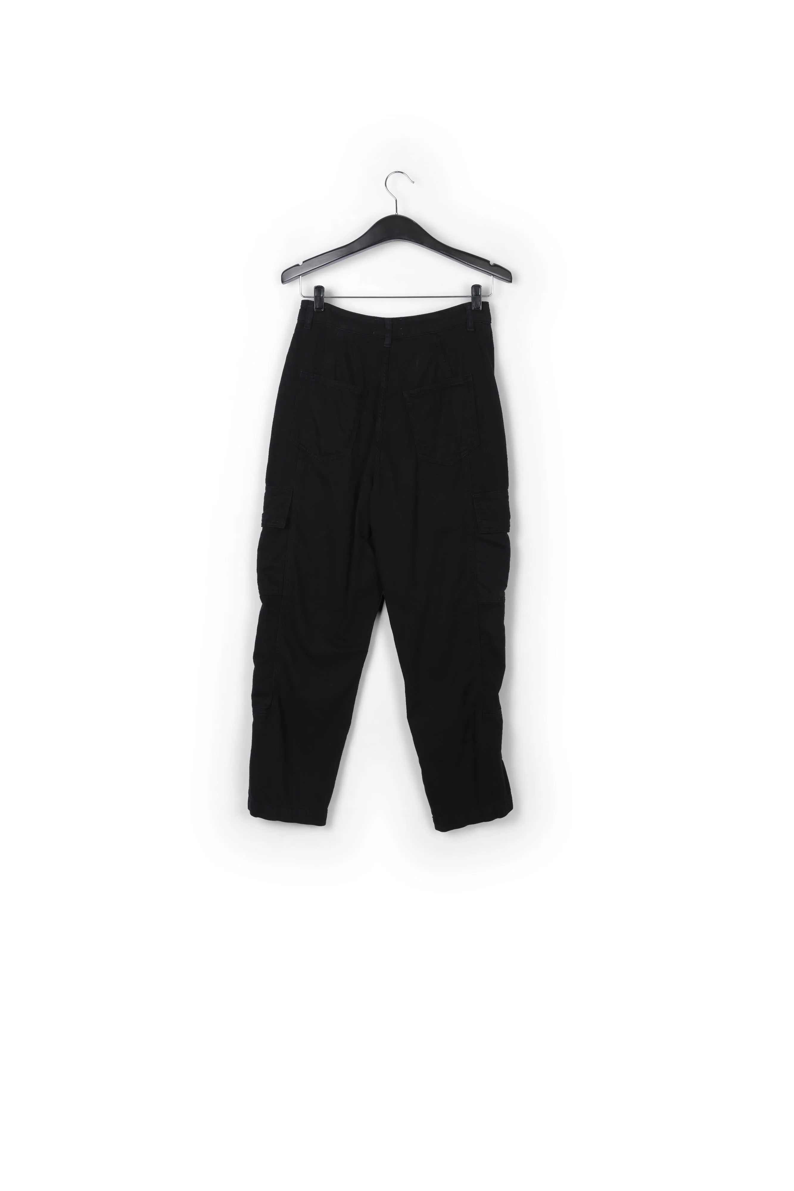 Black straight-leg cargo jeans