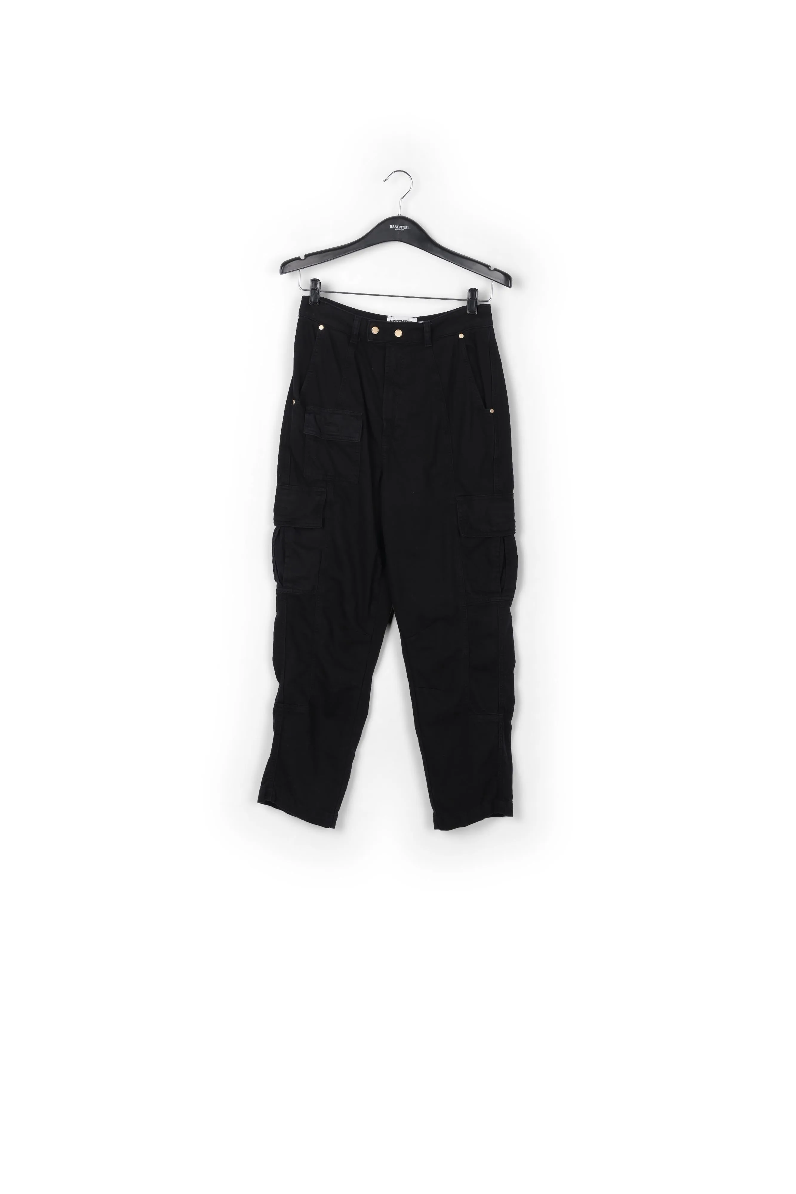 Black straight-leg cargo jeans
