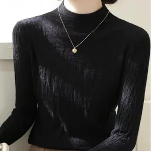 Black Textured High Neck Top