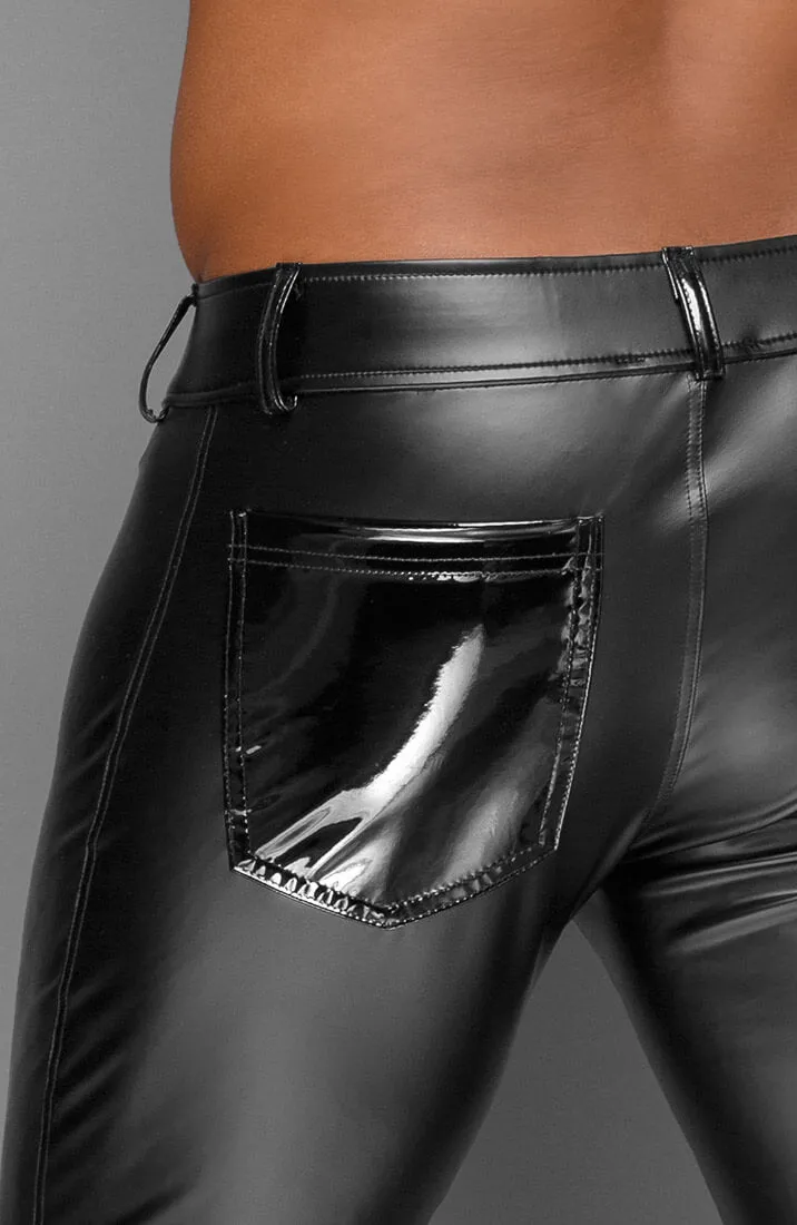 Black wet look pants with PVC - RAY