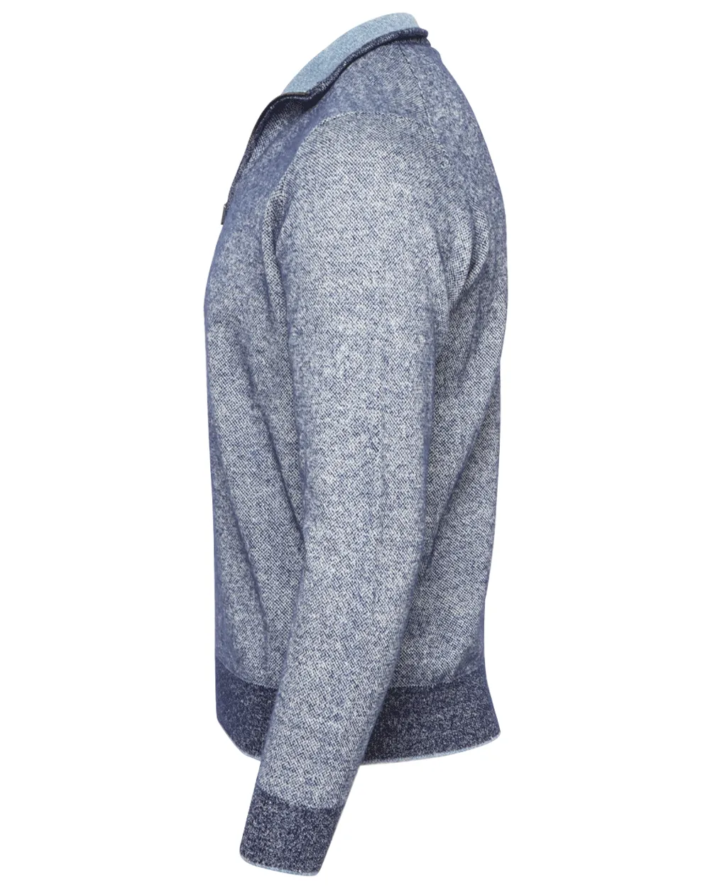 Blue Melange Quarter Zip Sweater