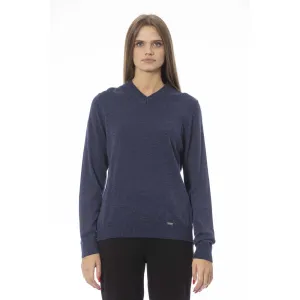 Blue Viscose Women Sweater