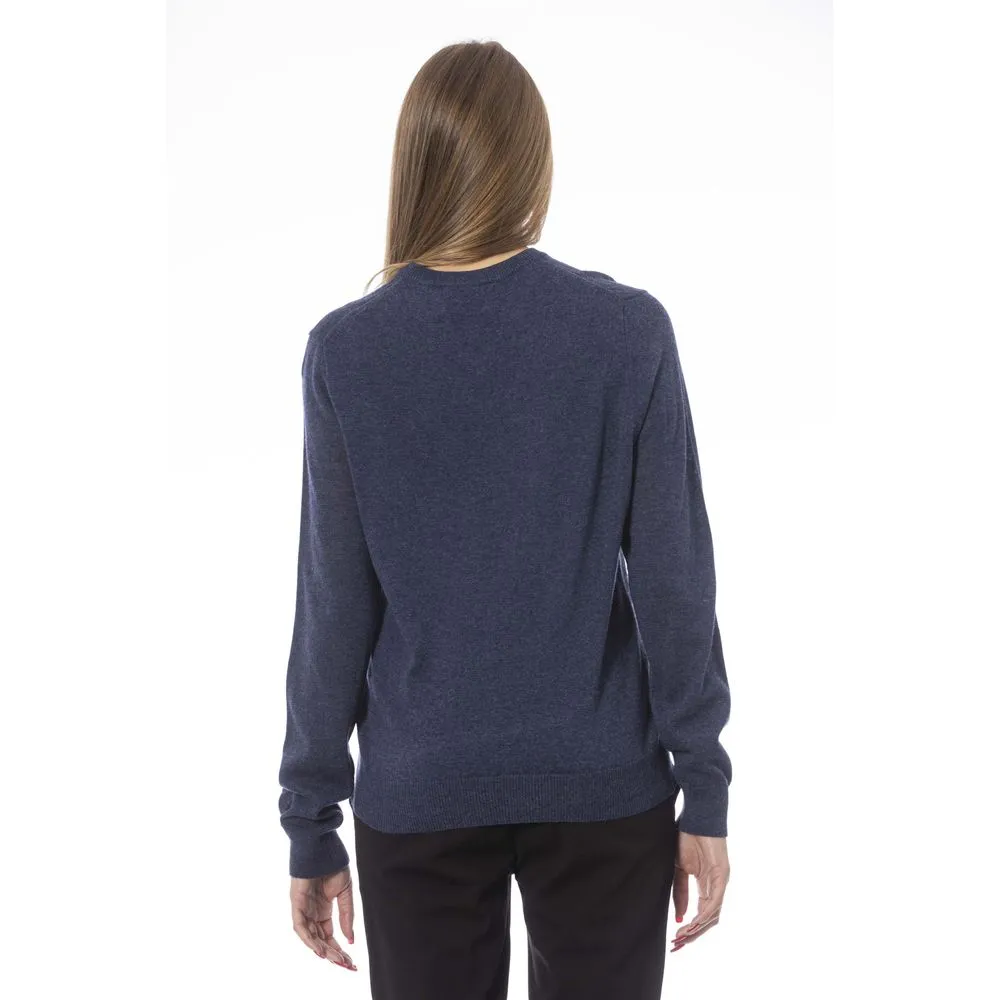 Blue Viscose Women Sweater