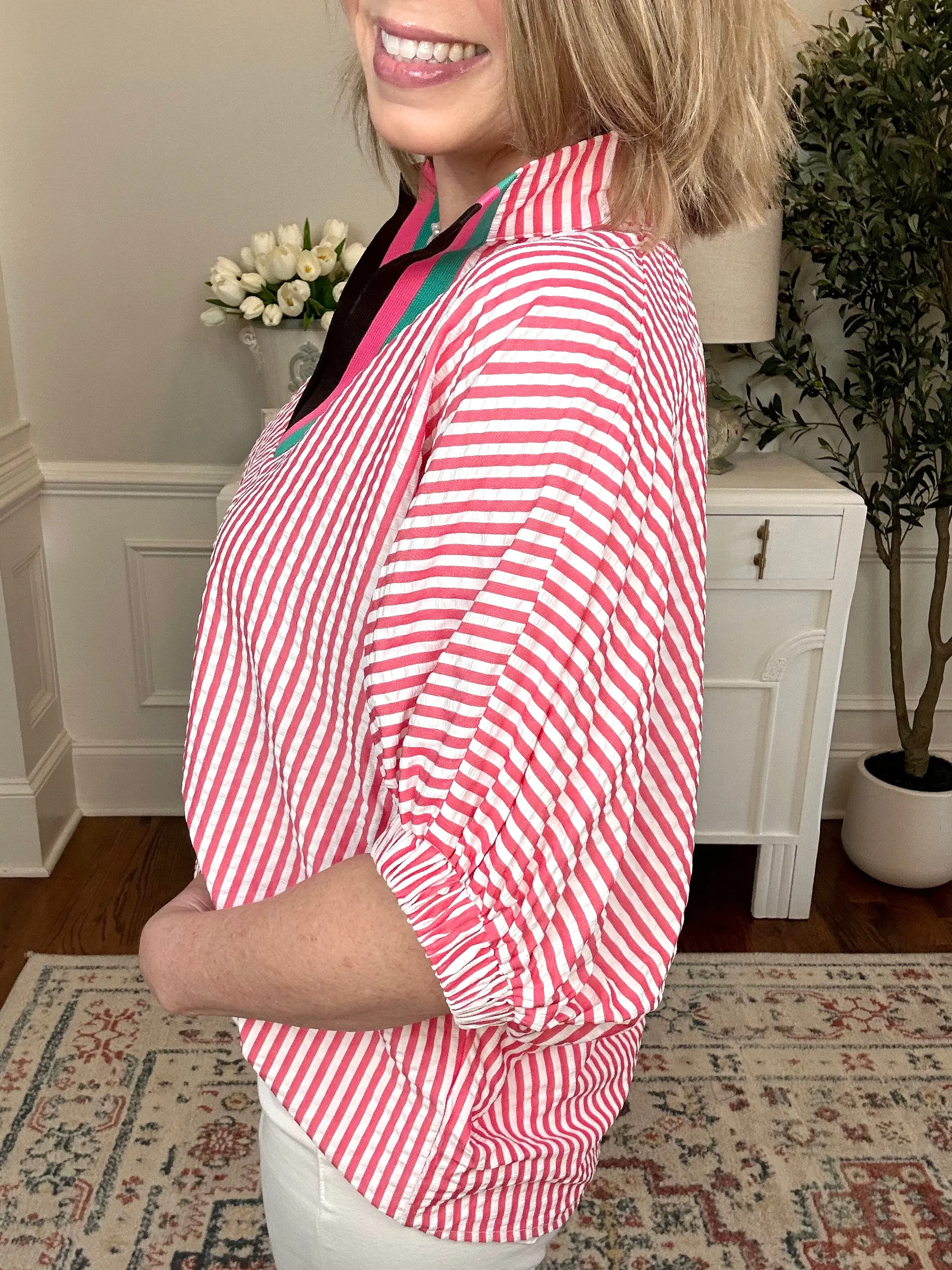 Bold & Beautiful Stripe Top | Hot Pink