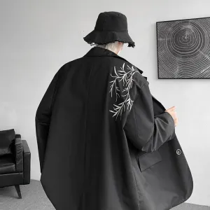 Bonsir Gentleman Embroidery Black Blazers Men Spring New Casual Oversized Blazer Jacket Korean Male Elegant Business Coat Plus Size 5XL