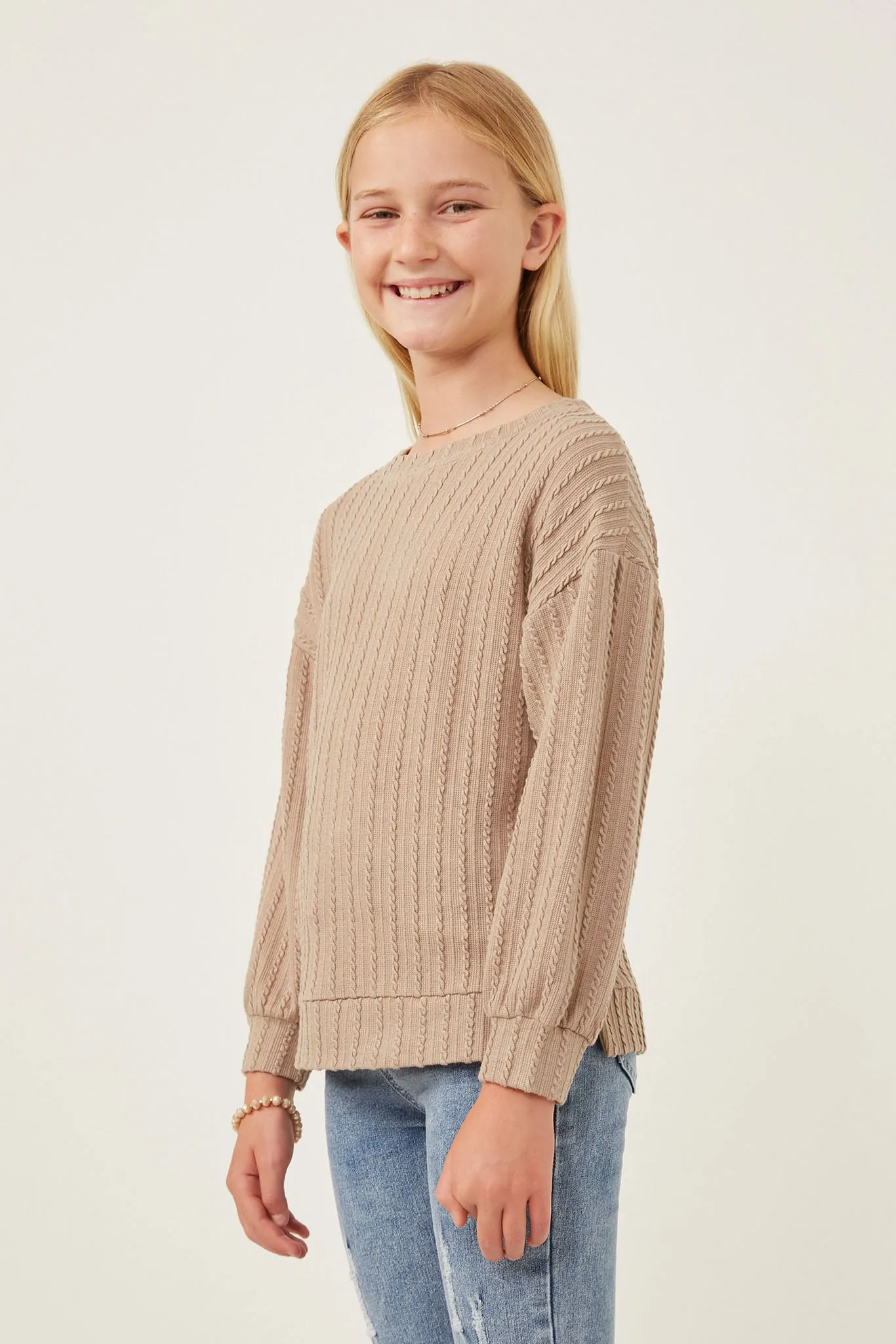 Cable Knit Long Sleeve Top