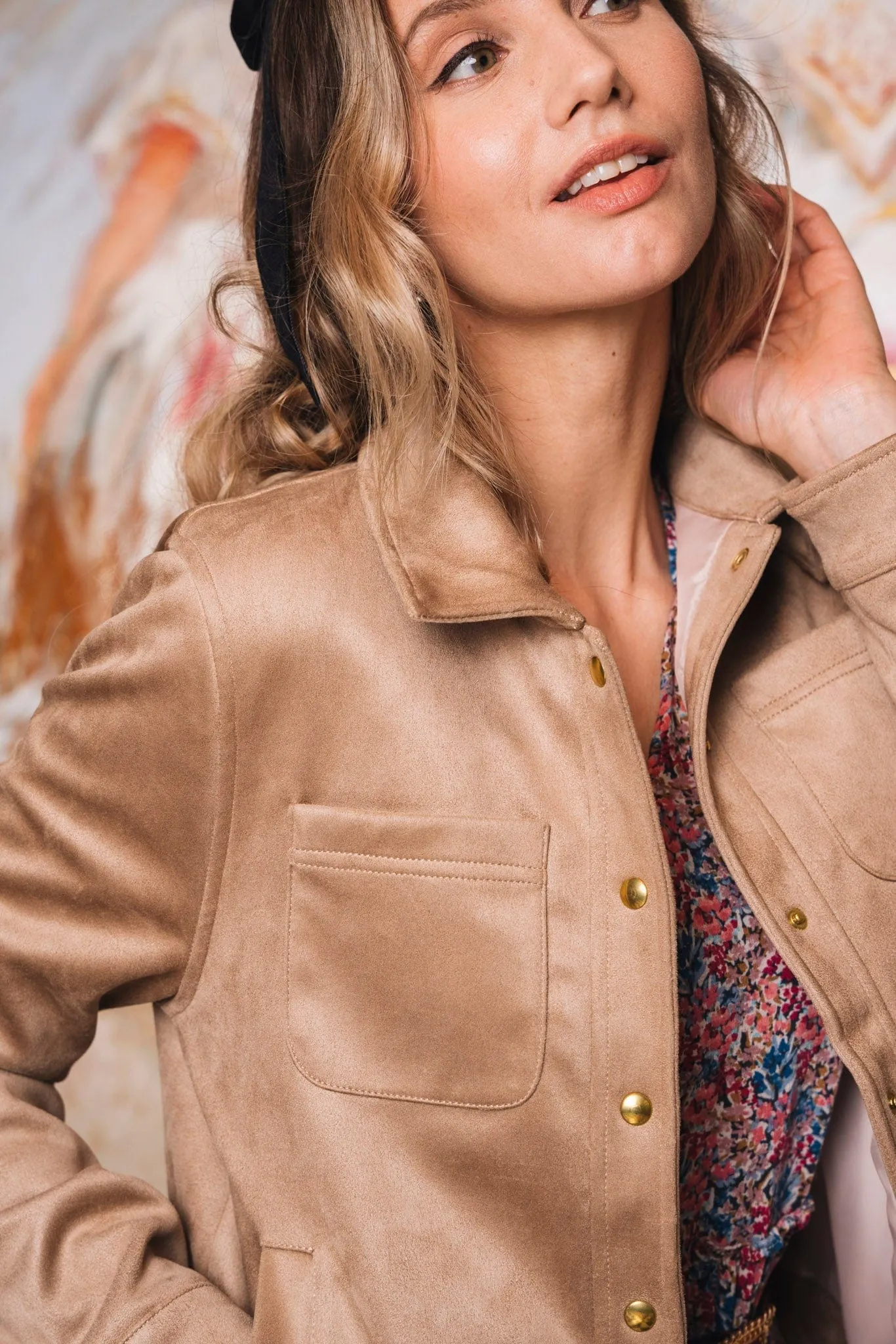 Camille Recycled Vegan Button Up Jacket | Beige