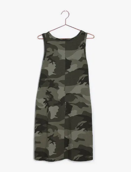 Camo Print Sleeveless T Shirt Mini Dress