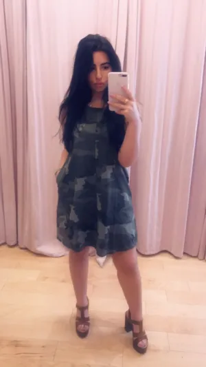 Camo Print Sleeveless T Shirt Mini Dress