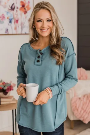 Captivating Love Long Sleeve Top- Vintage Teal