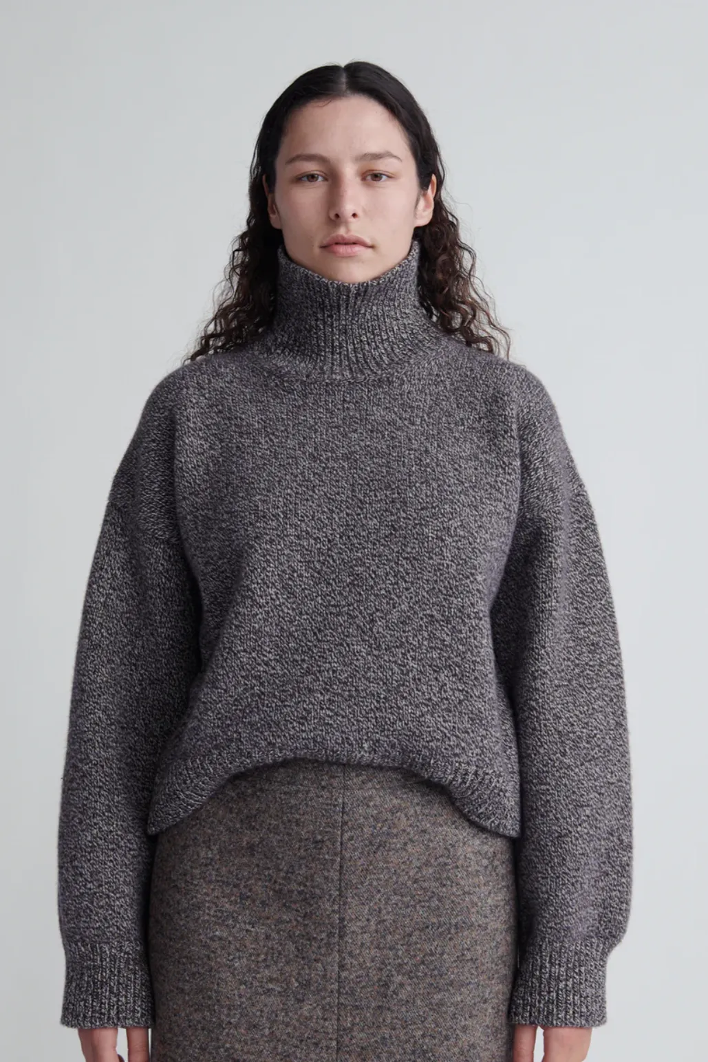 Caragh Chunky Crop High Neck, Mouline Brown