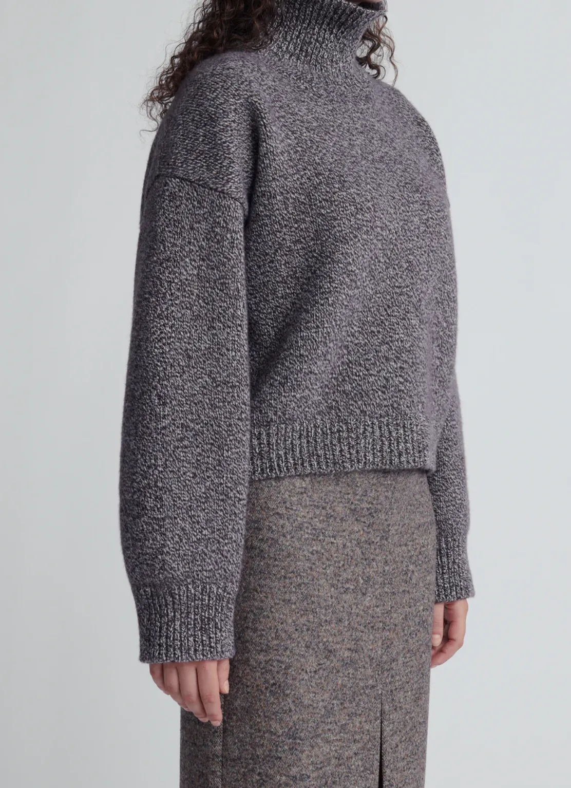 Caragh Chunky Crop High Neck, Mouline Brown