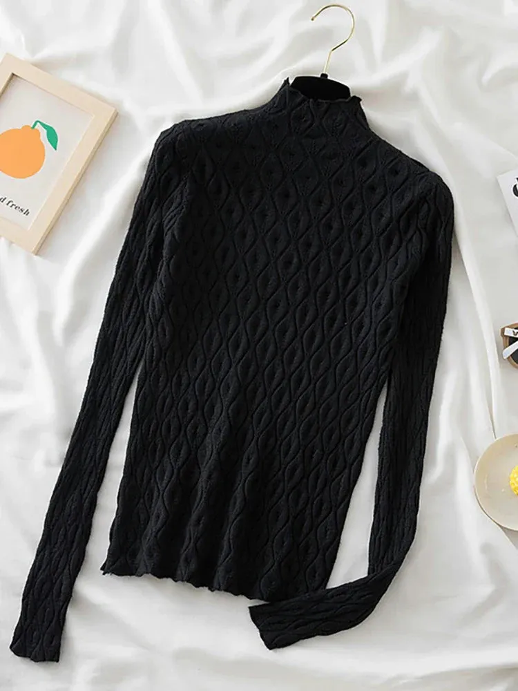 Cashmere Turtleneck Women Sweaters Autumn Winter Warm Pullover Slim Tops Knitted Sweater Jumper Soft Pull Female