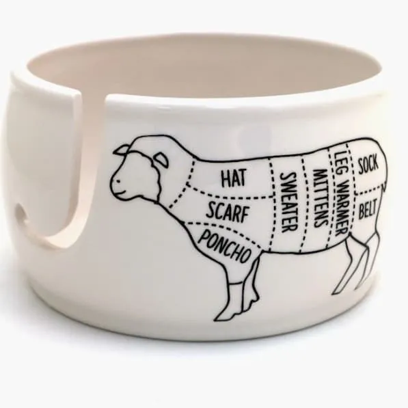 Ceramic Yarn Bowl Sheep Parts