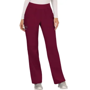 Cherokee Revolution WW110 Scrubs Pants Womens Mid Rise Straight Leg Pull-on Wine