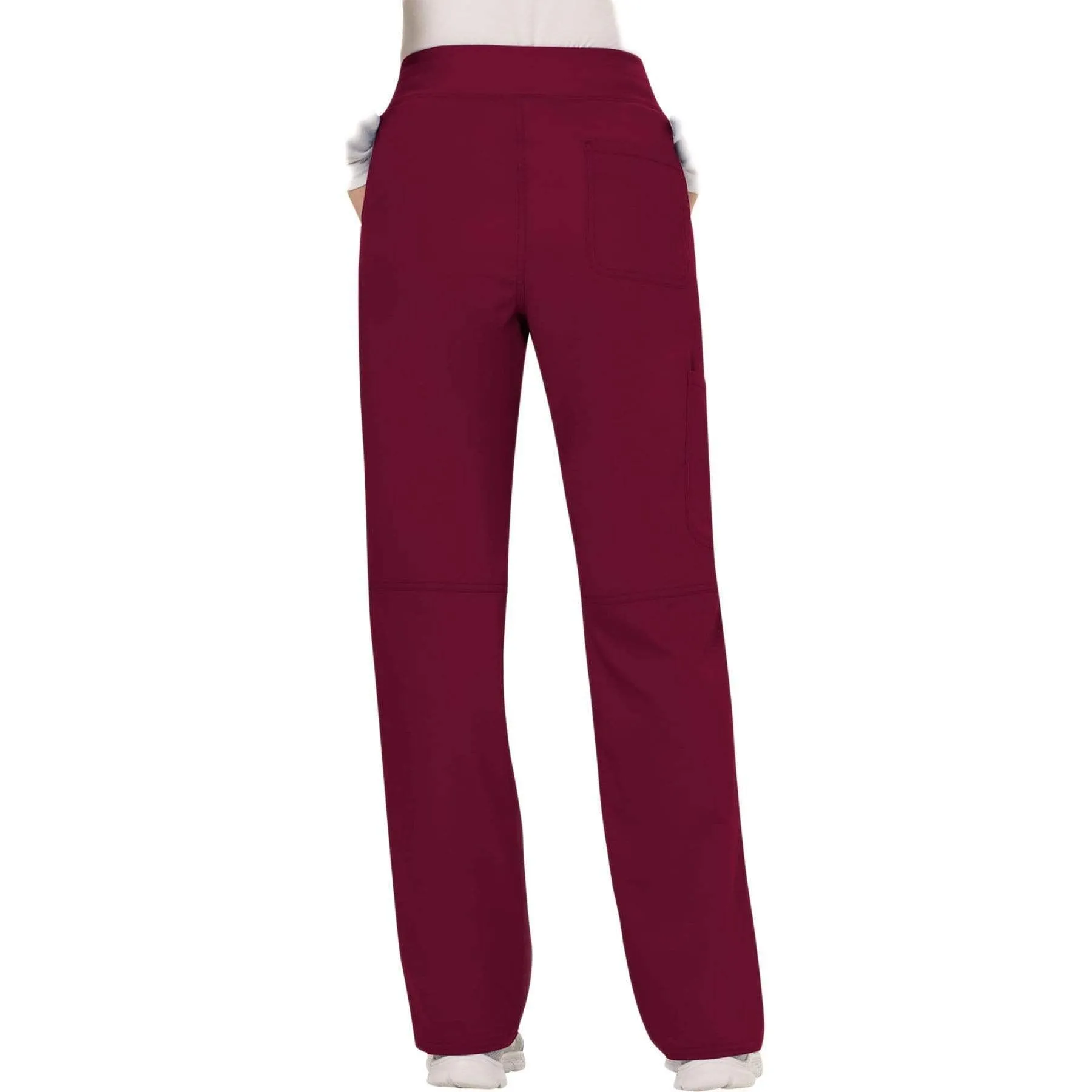 Cherokee Revolution WW110 Scrubs Pants Womens Mid Rise Straight Leg Pull-on Wine
