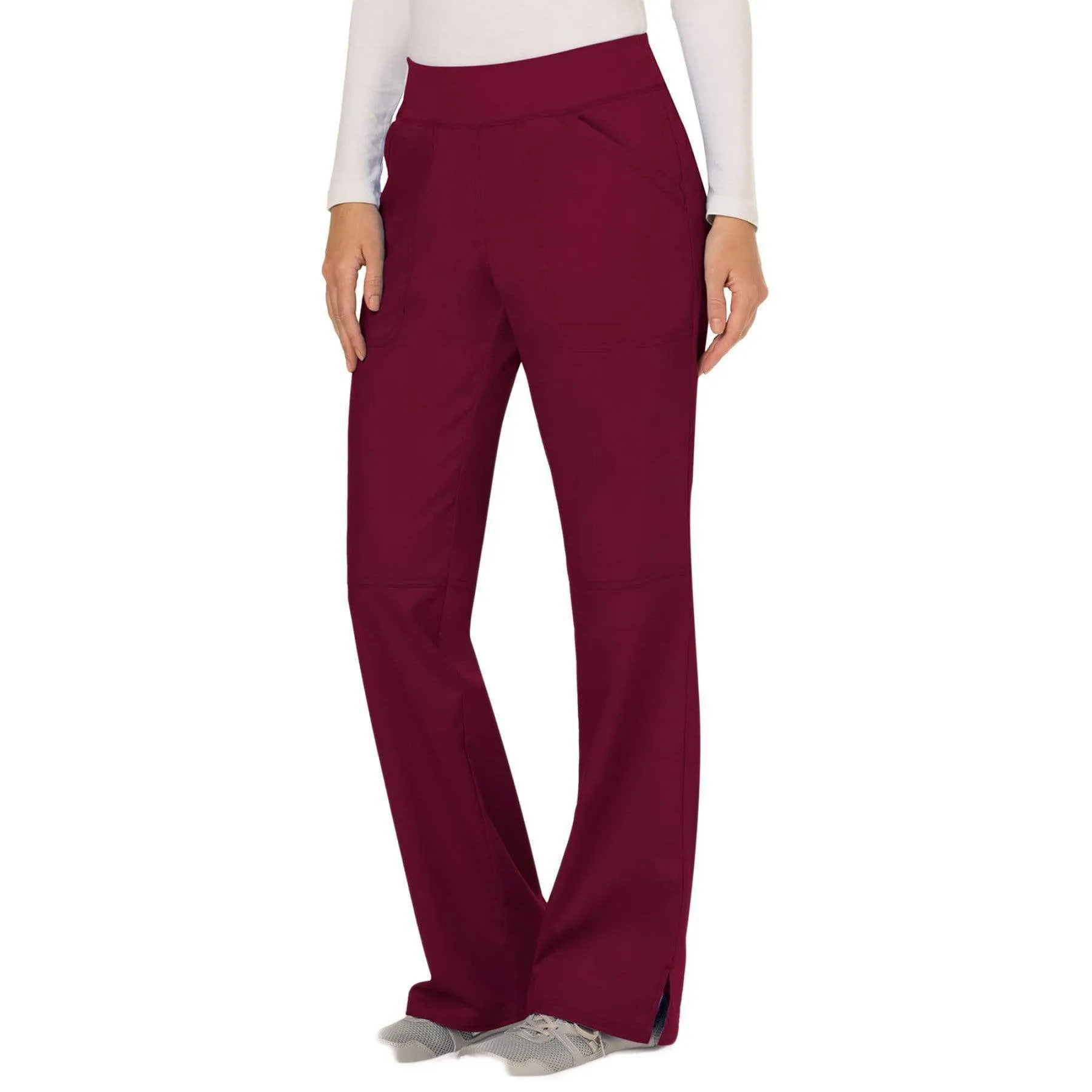Cherokee Revolution WW110 Scrubs Pants Womens Mid Rise Straight Leg Pull-on Wine