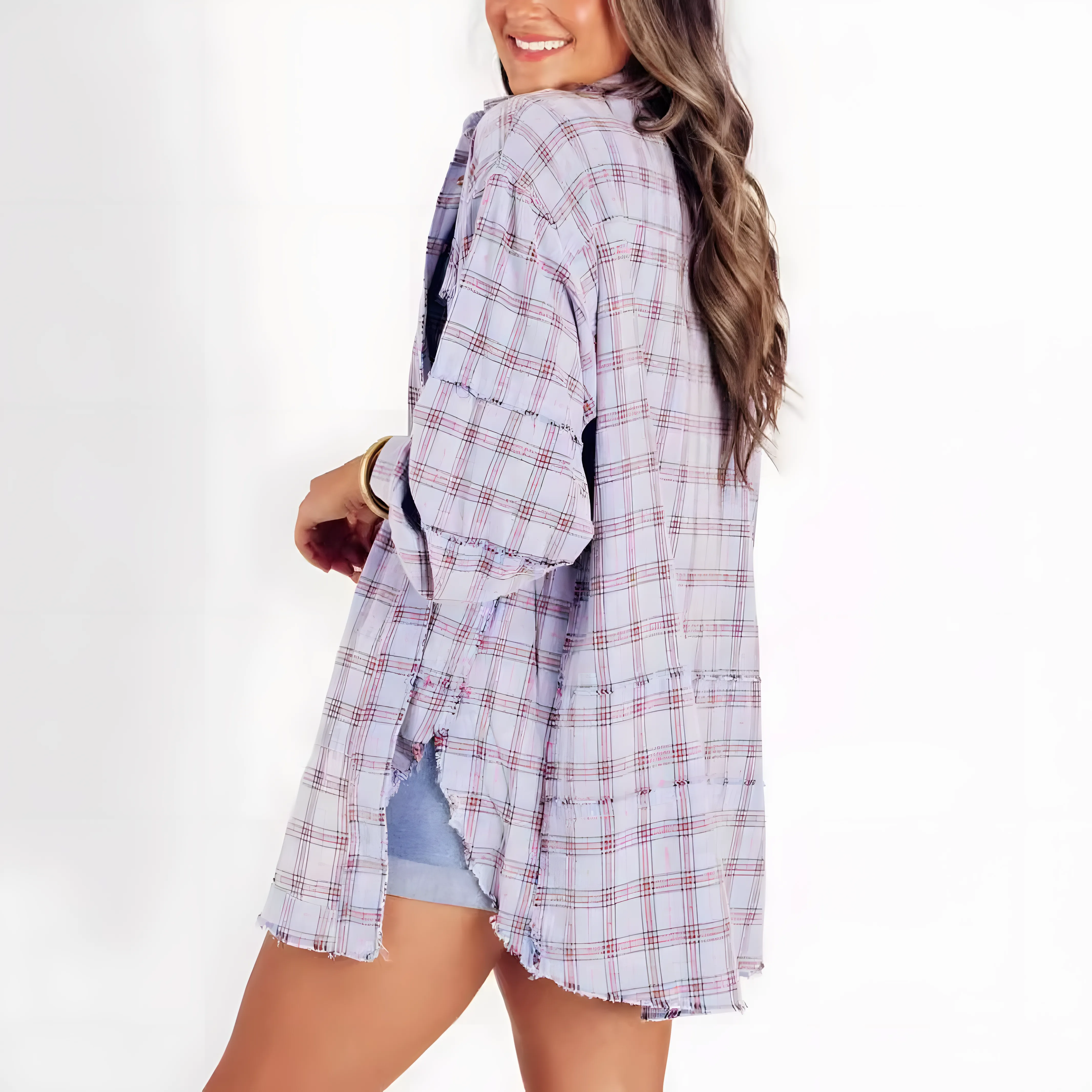 Cheska™ | Oversized Plaid Long Sleeves