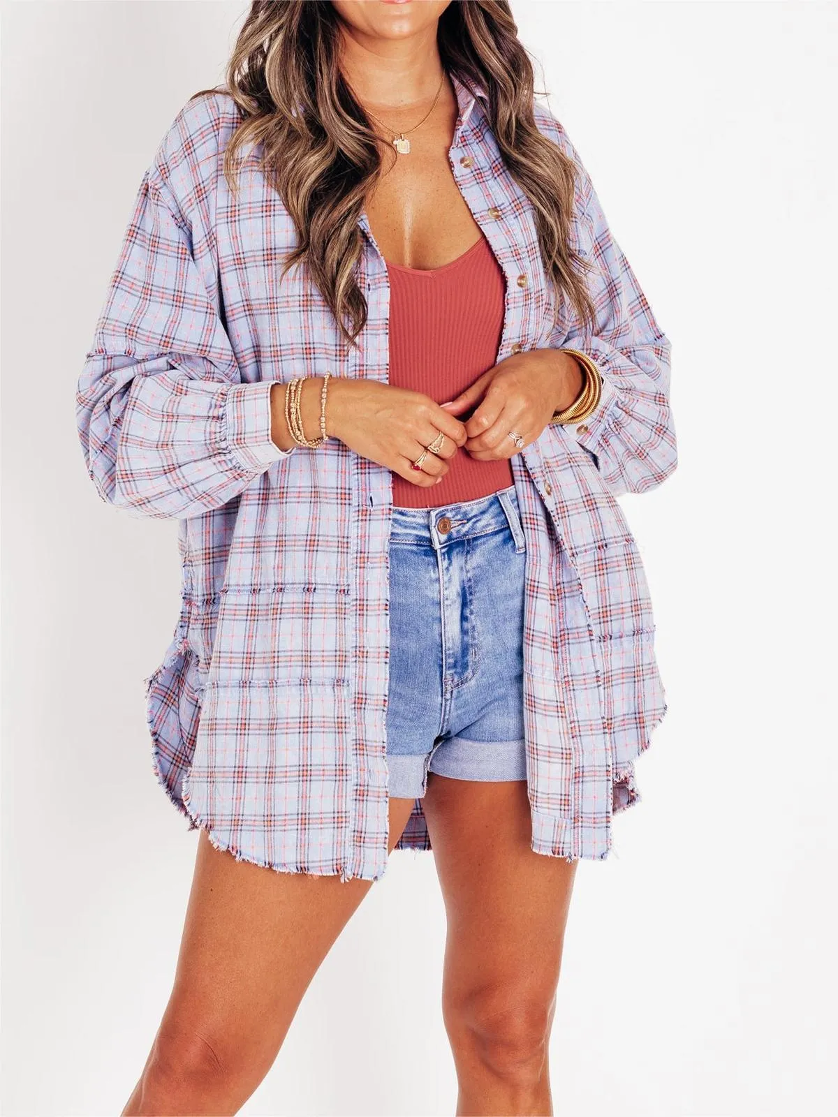 Cheska™ | Oversized Plaid Long Sleeves