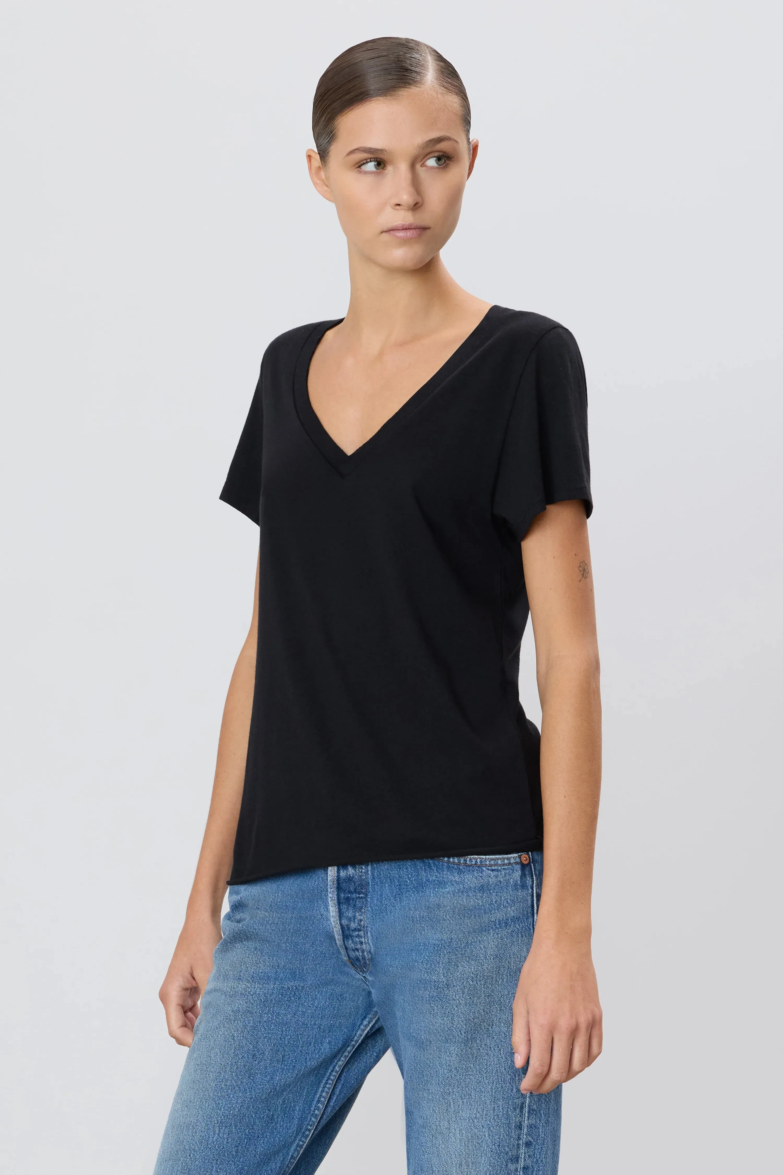 Chloe V Neck Tee - Black