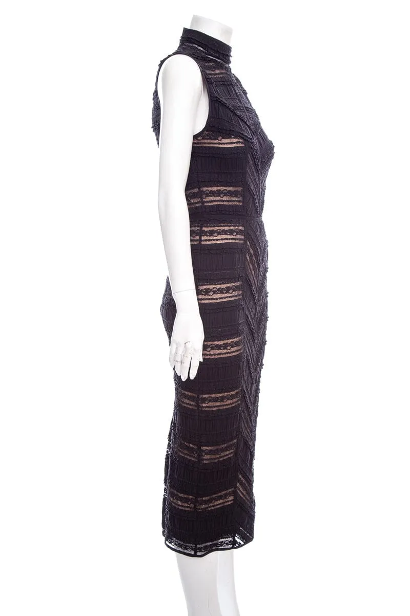 Cinq A Sept Black Fully Lace Midi Dress SZ 2 NWT