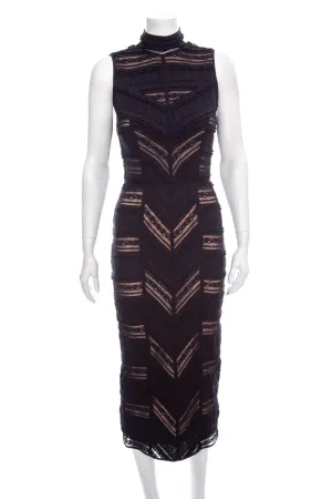 Cinq A Sept Black Fully Lace Midi Dress SZ 2 NWT