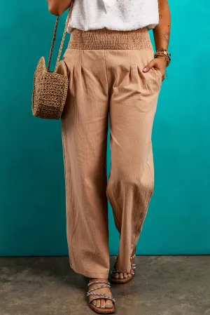 Clay Shirred High Waist Straight Leg Pant
