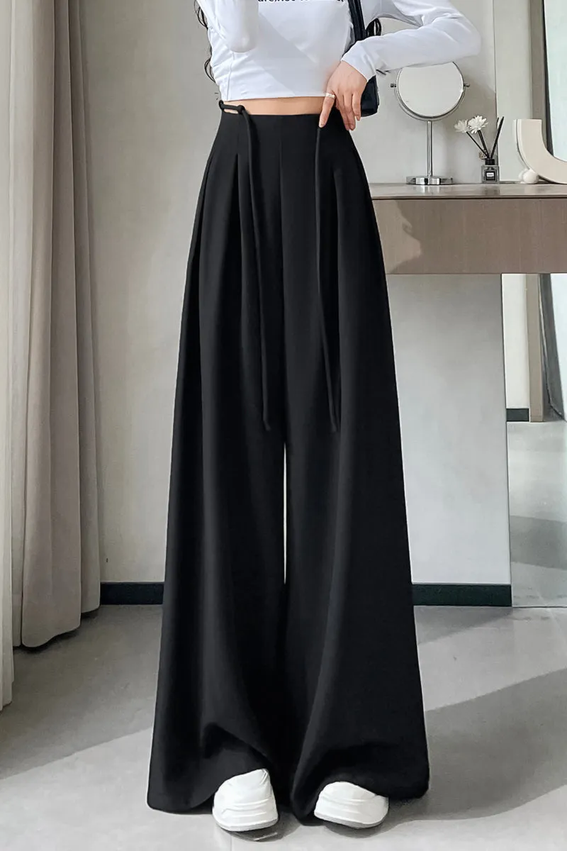 Comfortable Wide-Leg Trousers with Drawstring Waist for Women