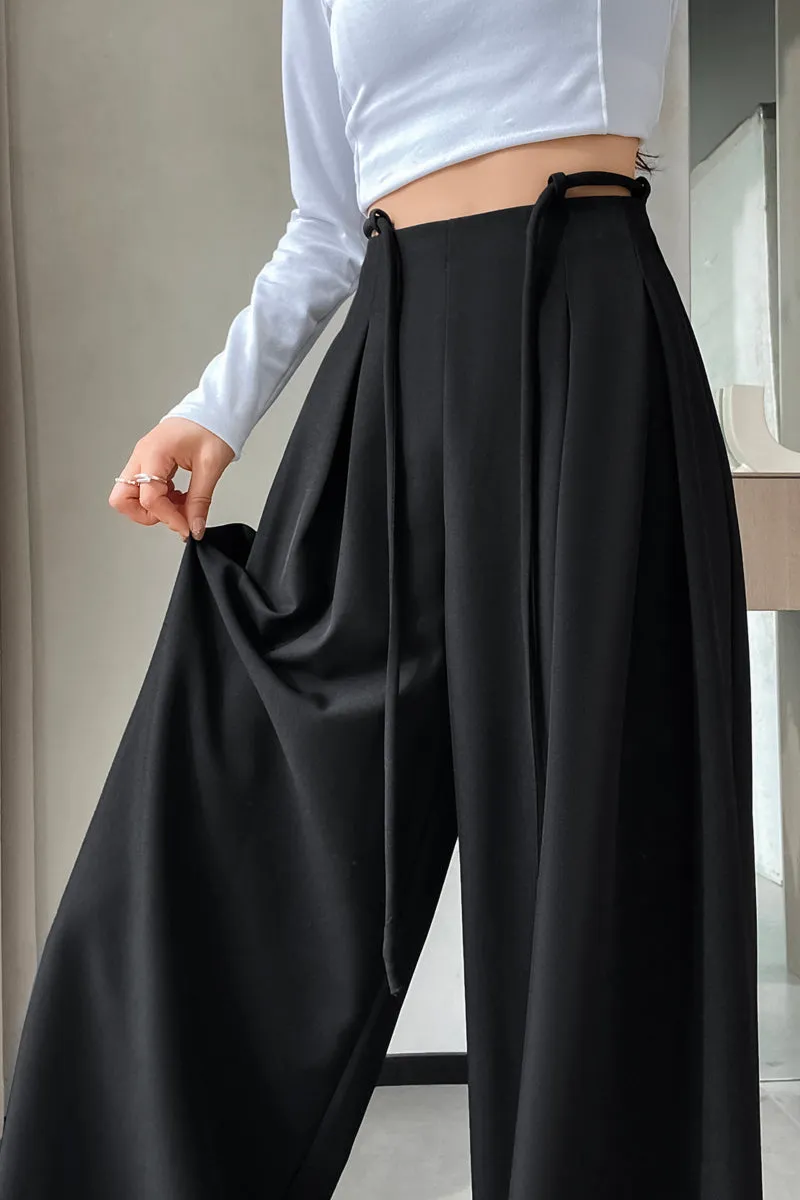 Comfortable Wide-Leg Trousers with Drawstring Waist for Women