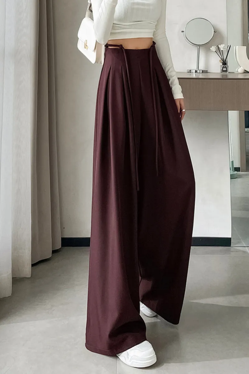 Comfortable Wide-Leg Trousers with Drawstring Waist for Women