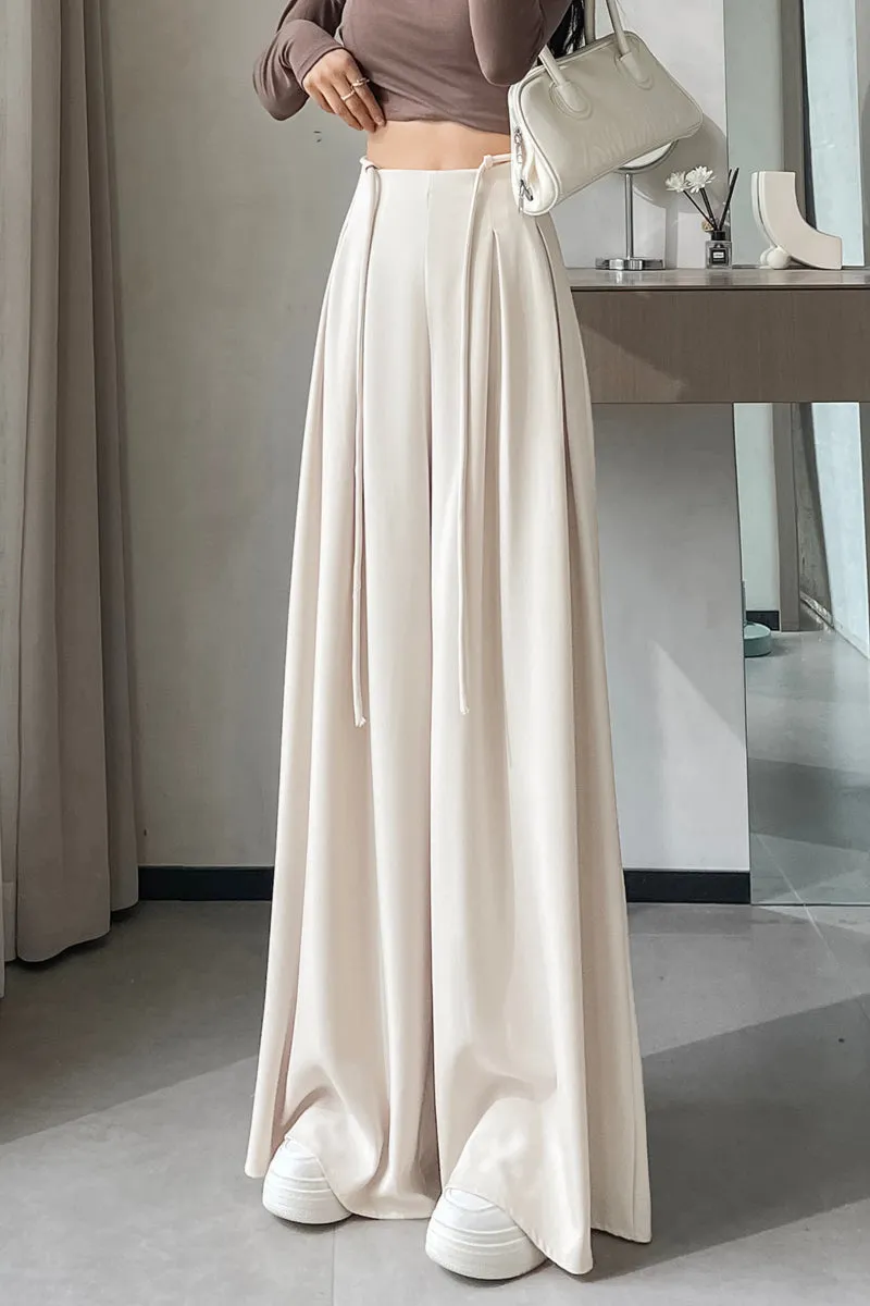 Comfortable Wide-Leg Trousers with Drawstring Waist for Women