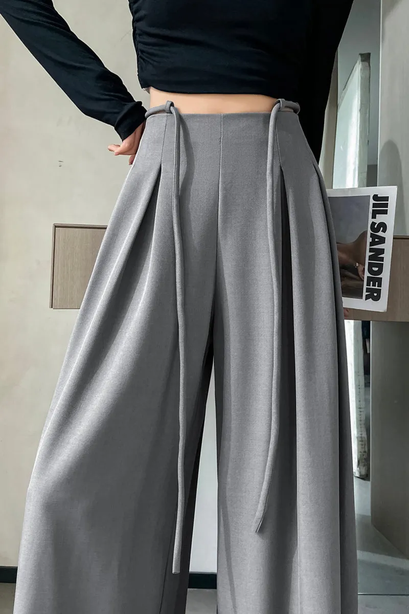 Comfortable Wide-Leg Trousers with Drawstring Waist for Women