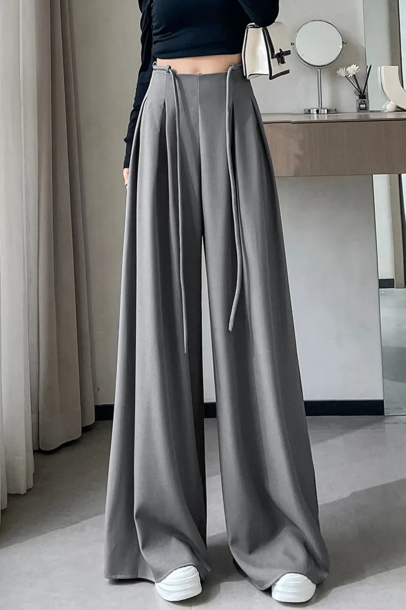 Comfortable Wide-Leg Trousers with Drawstring Waist for Women