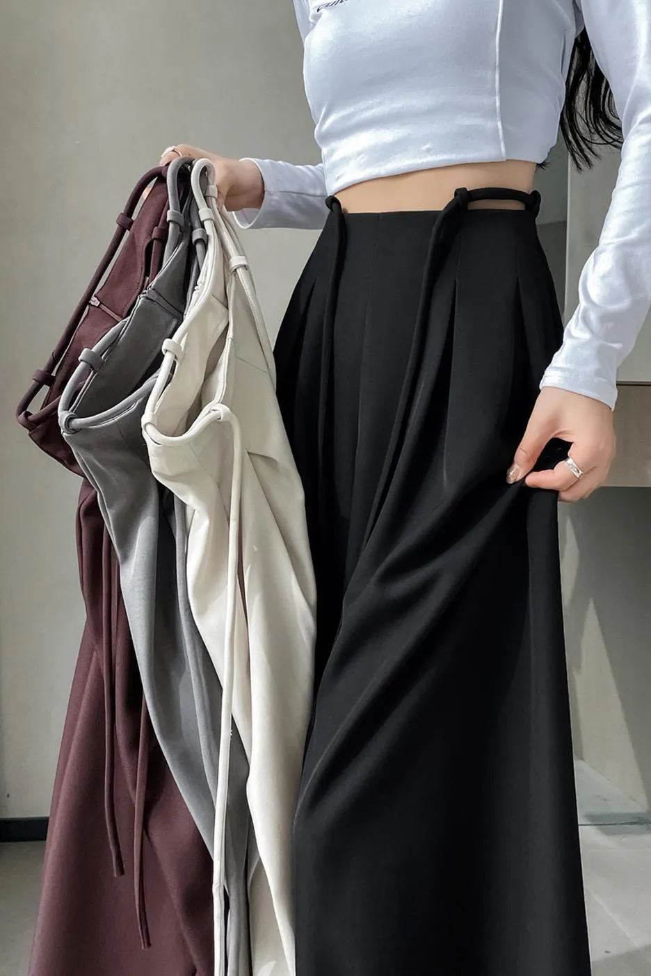 Comfortable Wide-Leg Trousers with Drawstring Waist for Women