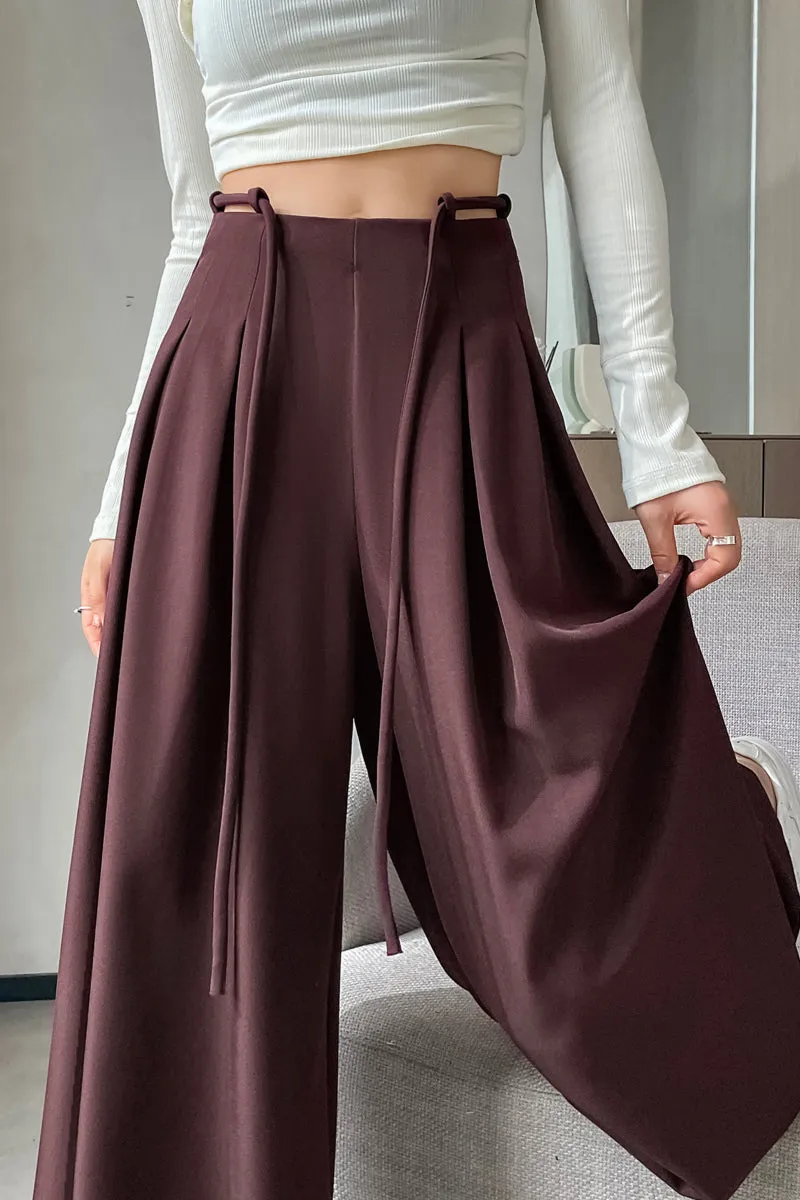 Comfortable Wide-Leg Trousers with Drawstring Waist for Women