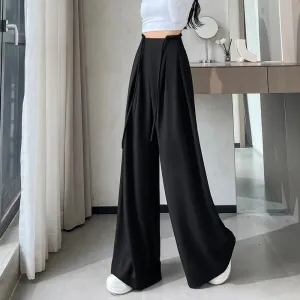 Comfortable Wide-Leg Trousers with Drawstring Waist for Women