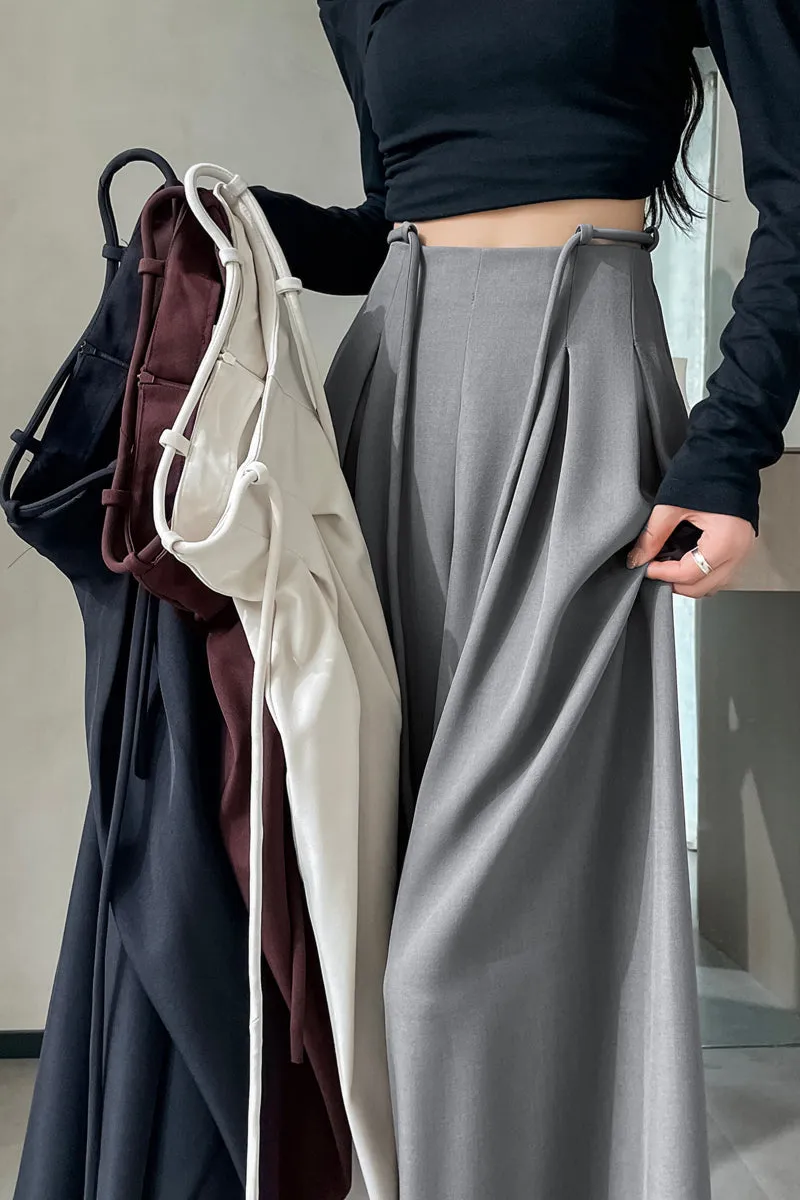 Comfortable Wide-Leg Trousers with Drawstring Waist for Women