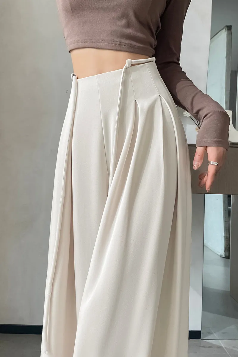 Comfortable Wide-Leg Trousers with Drawstring Waist for Women