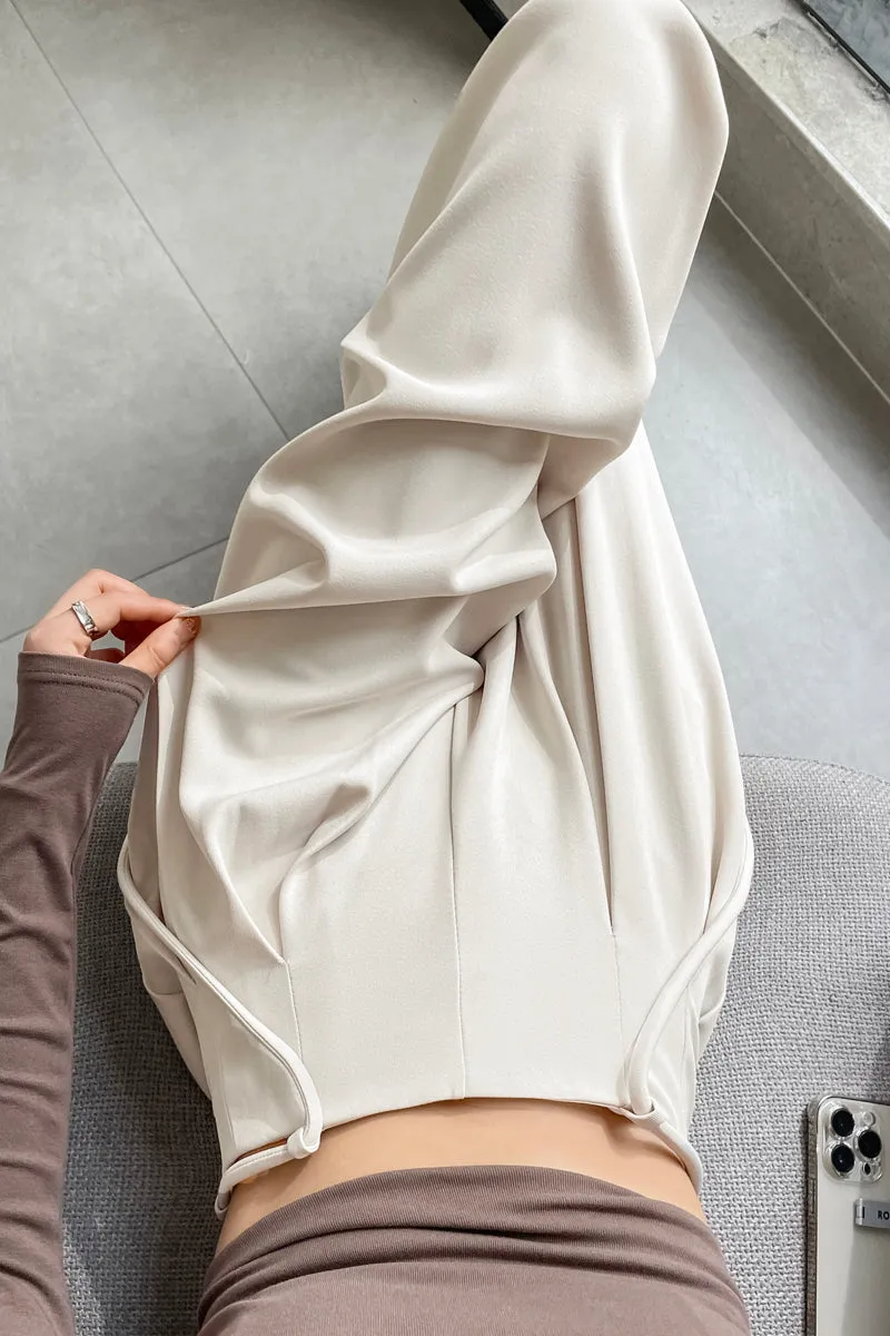 Comfortable Wide-Leg Trousers with Drawstring Waist for Women