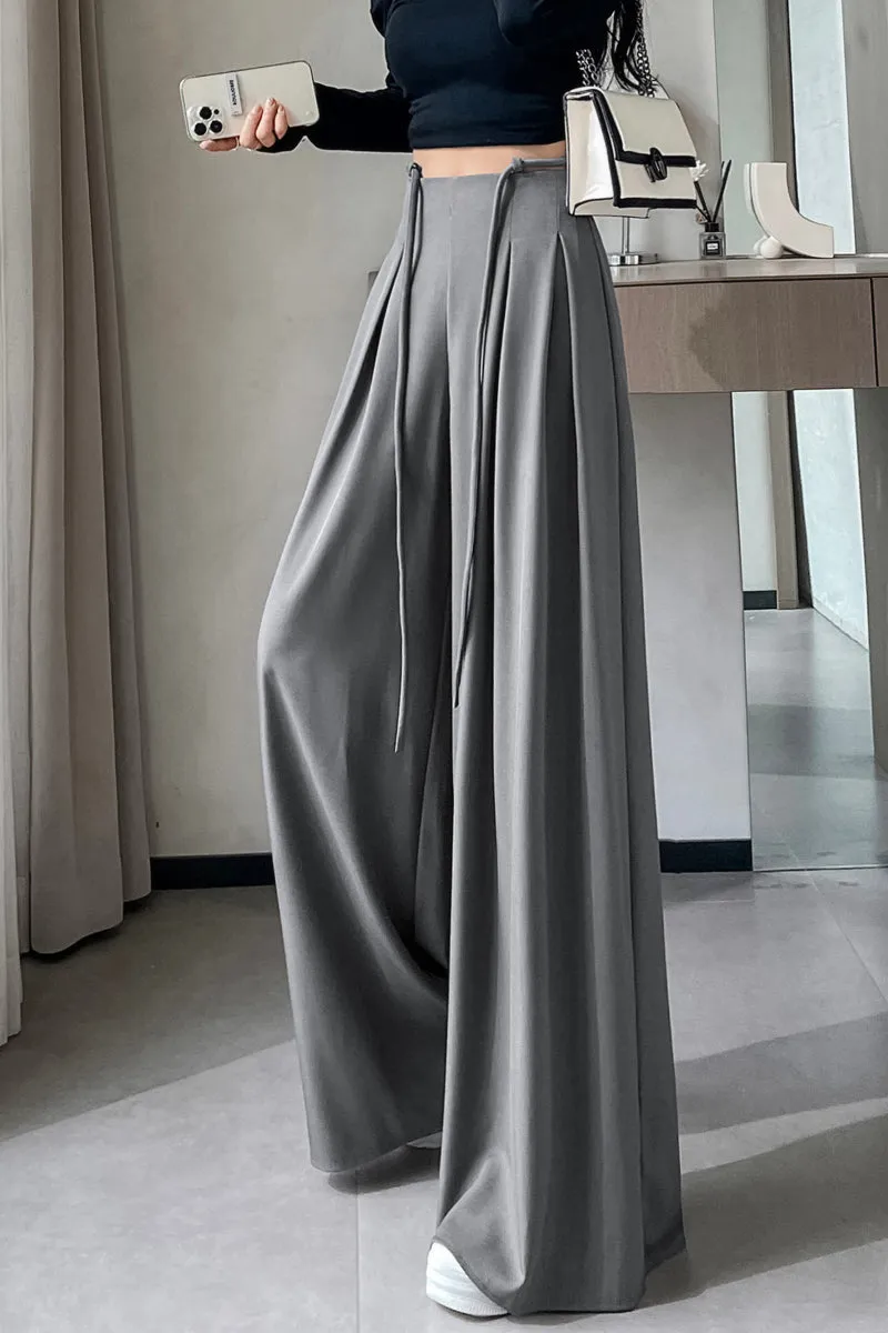 Comfortable Wide-Leg Trousers with Drawstring Waist for Women