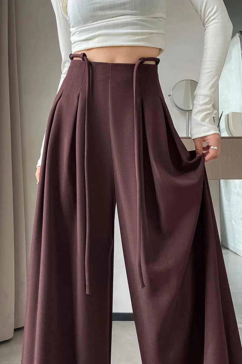 Comfortable Wide-Leg Trousers with Drawstring Waist for Women