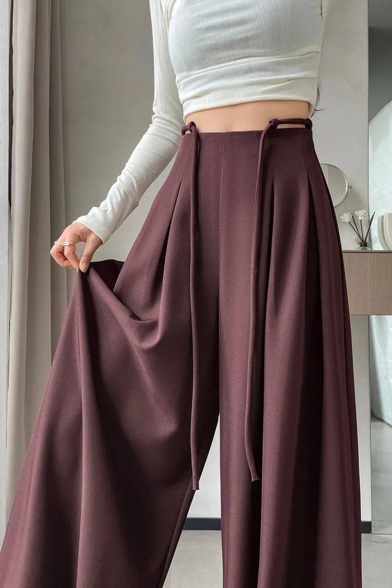 Comfortable Wide-Leg Trousers with Drawstring Waist for Women
